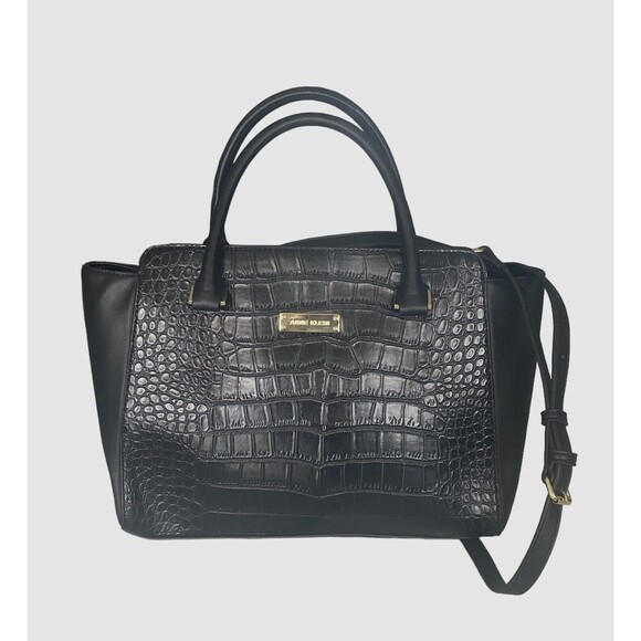 ANNE KLEIN Black Cocodrile Faux FLeather Tote Handbag Shoulder Strap New /no Tag - Picture 1 of 14